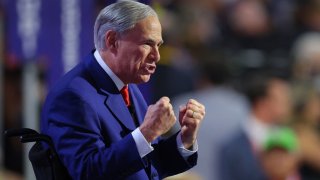 Gov. Greg Abbott (TX) speaks on Day 3 of the Republican National Convention (RNC), at the Fiserv Forum in Milwaukee, Wisconsin, U.S., July 17, 2024. 