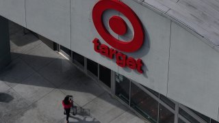 In an aerial view, a customer enters a Target Store on Feb. 28, 2025 in Sausalito, California.