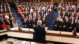 US President Donald Trump speaks during an address to a joint session of Congress at the US Capitol in Washington, DC, on March 4, 2025. 