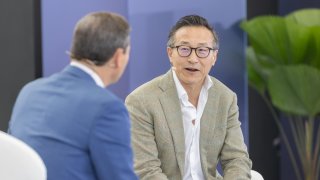 Alibaba’s Chairman Joe Tsai speaking at CNBC’s CONVERGE LIVE event in Singapore on Wednesday.