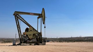 FILE PHOTO: An oil pumpjack is pictured in the Permian basin, Loco Hills regions, New Mexico, U.S., April 6, 2023. 