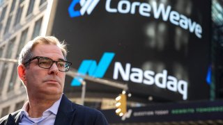 Michael Intrator, founder and CEO of CoreWeave Inc., Nvidia-backed cloud services provider, attends his company’s IPO at the Nasdaq Market in New York City on March 28, 2025.
