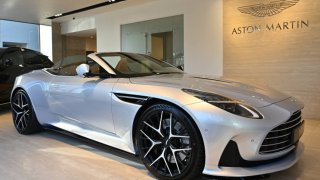 An Aston Martin DB12 is displayed in the Mayfair showroom on Park Lane on January 09, 2025 in London, England.