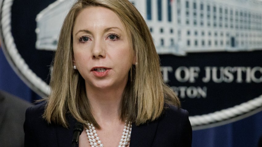 WASHINGTON, DC – DECEMBER 6: U.S. Attorney for the Eastern District of Virginia Jessica Aber speaks during a press conference at the U.S. Department of Justice on December 6, 2023 in Washington, DC. The Department of Justice announced today that four Russian military personnel have been indicted for war crimes committed against a U.S. national living in Ukraine, the first of such charges ever to be brought under the U.S. war crimes statute. (Photo by Samuel Corum/Getty Images)