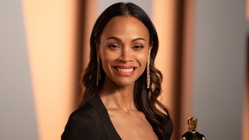 Zoe Saldana attends the 2025 Vanity Fair Oscar After Party Arrivals on March 3, 2025 at Wallis Annenberg Center for the Performing Arts