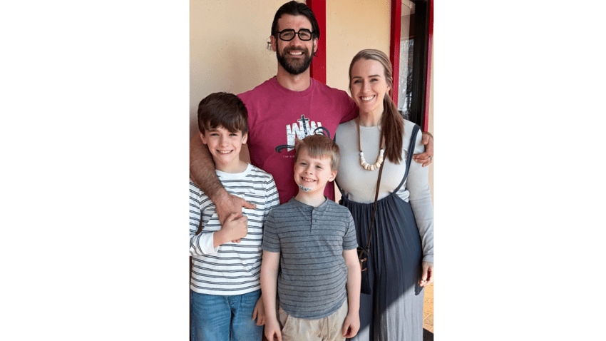 Jen Hamilton with her husband, Brian, and their sons, Luke, 8, and Ellis, 12.