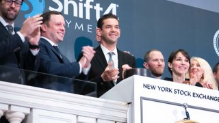 Jared Isaacman, CEO of Shift4 Payments, at the New York Stock Exchange on June 3, 2021.
