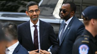 Google CEO Sundar Pichai, arrives for a US Senate bipartisan Artificial Intelligence (AI) Insight Forum at the US Capitol in Washington, DC, on September 13, 2023. (Photo by Mandel NGAN / AFP) (Photo by MANDEL NGAN/AFP via Getty Images)
