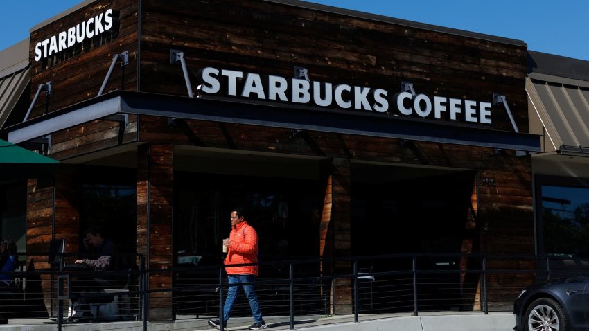 Following announcements of layoffs, a Starbucks store is shown in Encinitas, California, U.S., February 24, 2025.   REUTERS/Mike Blake