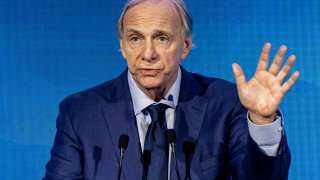 Ray Dalio, founder of Bridgewater Associates LP, speaks at the Abu Dhabi Finance Week (ADFW) conference in Abu Dhabi, United Arab Emirates, on Tuesday, Dec. 10, 2024.