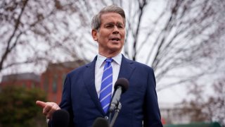 Treasury Secretary Scott Bessent speaks to reporters outside the West Wing after doing a television interview on the North Lawn of the White House on March 13, 2025 in Washington, DC.