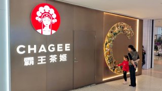 People shopping at a Chagee store in Shanghai, China, on Oct. 18, 2023.