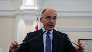Former Prime Minister Enrico Letta, speaks during ICAM in April 2025.