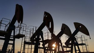 A view shows disused oil pump jacks at the Airankol oil field operated by Caspiy Neft in the Atyrau Region, Kazakhstan April 2, 2025. 