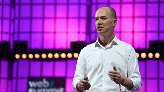 Colin Murdoch, Chief Business Officer, DeepMind, on Centre Stage during day one of Web Summit 2022 at the Altice Arena in Lisbon, Portugal.