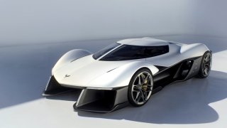 An angle view of the new Chevrolet Corvette concept car.