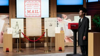 Ari Siegel pitches History By Mail on ABC’s “Shark Tank.”