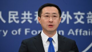 04 March 2025, China, Peking: Lin Jian, a spokesman for the Chinese Foreign Ministry, answers questions from journalists.
