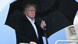 US President Donald Trump boards Air Force One before departing from Joint Base Andrews in Maryland on April 11, 2025.