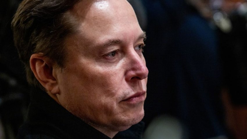 Elon Musk, chief executive officer of Tesla Inc., during a cabinet meeting at the White House in Washington, DC, US, on Thursday, April 10, 2025.