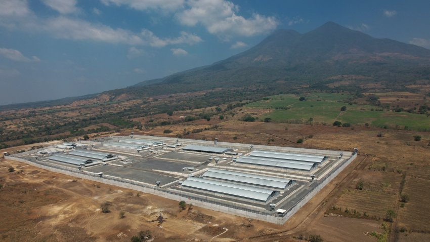 FILE – A mega-prison known as Detention Center Against Terrorism (CECOT) stands in Tecoluca, El Salvador, March 5, 2023.
