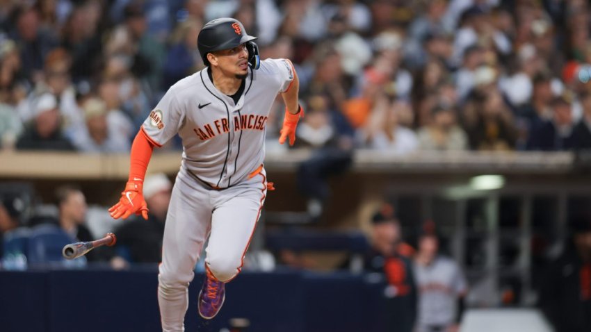 SAN DIEGO, CA – APRIL 29: Willy Adames #2 of the San Francisco Giants hits a solo home run in the fourth inning  during the game between the San Francisco Giants and the San Diego Padres at Petco Park on Tuesday, April 29, 2025 in San Diego, California. (Photo by Vincent Mizzoni/MLB Photos via Getty Images)