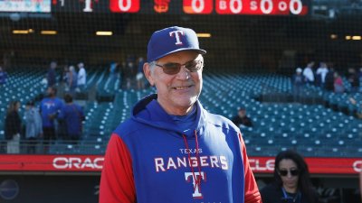 SAN FRANCISCO, CALIFORNIA – AUGUST 11: Manager Bruce Bochy #15 of the Texas Rangers looks on before the game against the San Francisco Giants at Oracle Park on August 11, 2023 in San Francisco, California. (Photo by Lachlan Cunningham/Getty Images)