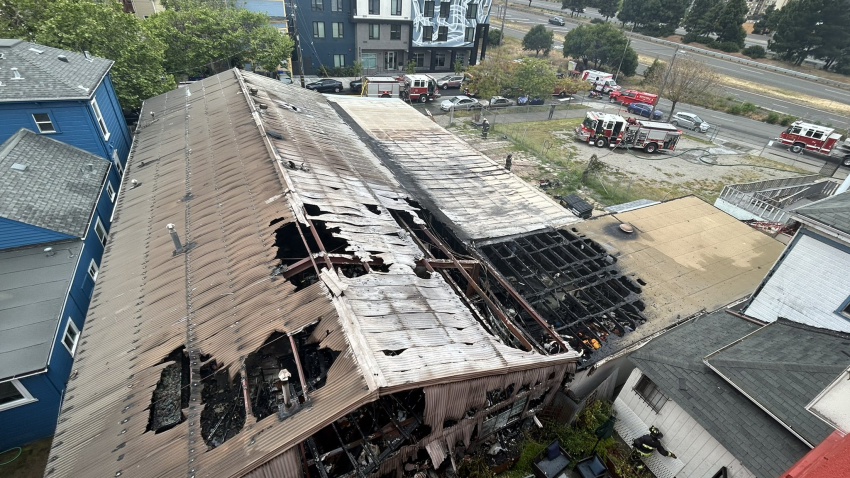 Oakland firefighters responded to a large warehouse fire Sunday morning that broke out at a downtown sewing business.