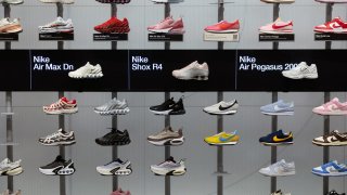 Nike shoes are seen in the King of Prussia Mall, as global markets brace for a hit to trade and growth caused by U.S. President Donald Trump’s decision to impose import tariffs on dozens of countries, in King of Prussia, Pennsylvania, U.S., April 3, 2025.