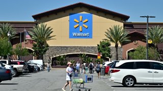 People shop at a Walmart in Rosemead, California, on April 11, 2025.