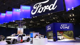 The Ford display is seen at the New York International Auto Show on April 16, 2025.