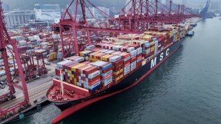 A general view shows container terminal in Hong Kong, China, April 23, 2025.