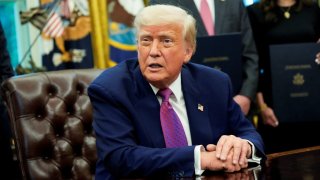 U.S. President Donald Trump sits inside the Oval Office of the White House, in Washington, D.C., U.S., May 9, 2025.