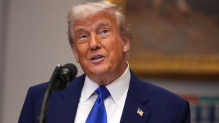 President Donald Trump speaks during a press conference in the Roosevelt Room of the White House in Washington, D.C., on May 12, 2025.