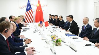Chinese President Xi Jinping meets with U.S. President Donald Trump in Osaka, Japan, June 29, 2019.