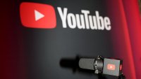 A Youtube podcast microphone is seen at the Variety Podcasting Brunch Presented By YouTube at Austin Proper Hotel on March 8, 2025 in Austin, Texas.