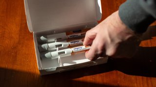 Wegovy injection pens arranged in Waterbury, Vermont, US, on Monday, April 28, 2025.
