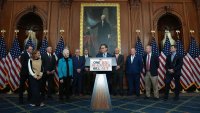 U.S. Speaker of the House Mike Johnson (R-LA) speaks to the media after the House narrowly passed a bill forwarding President Donald Trump's agenda at the U.S. Capitol on May 22, 2025 in Washington, DC.