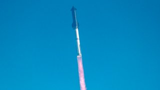 The SpaceX Starship rocket launches from Starbase, Texas, as seen from South Padre Island on May 27, 2025.