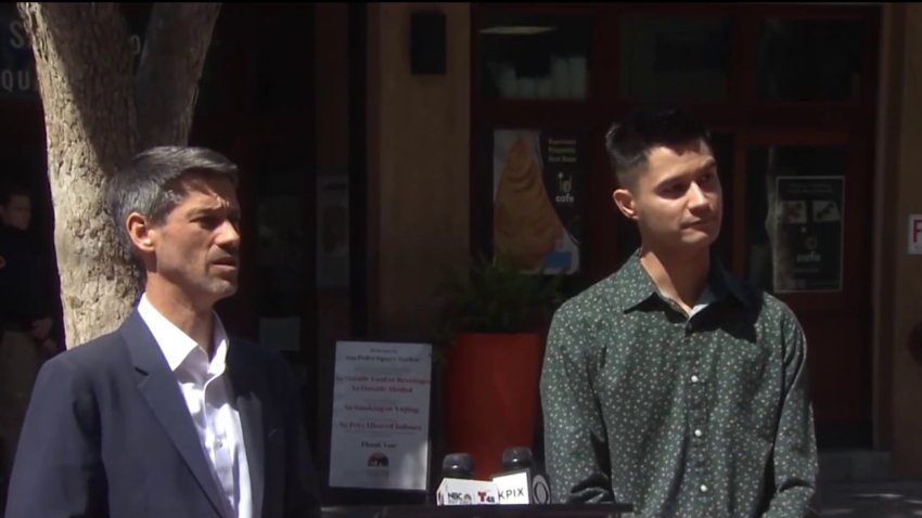 San Jose Mayor Matt Mahan and Anthony Tordillos. (May 2, 2025)