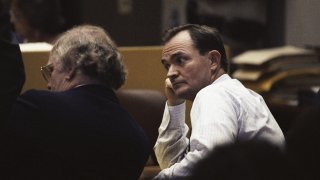 FILE – Randy Kraft listens inside a courtroom in Santa Ana, Calif., Aug. 11, 1989, as a jury recommends he should die in the gas chamber for his two-decade spree of sexual violence and mutilation that left at least 16 young men and boys dead. (AP Photo/Alan Greth, File)