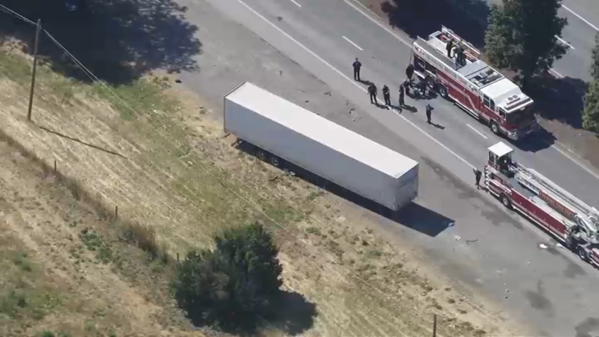 Authorities investigate a crash in Fremont.