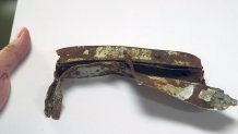A piece of the fuselage of the B-25 bomber Whirling Dervish that crashed into China following the bombing of Tokyo in 1942 as part of the Doolittle Raid.