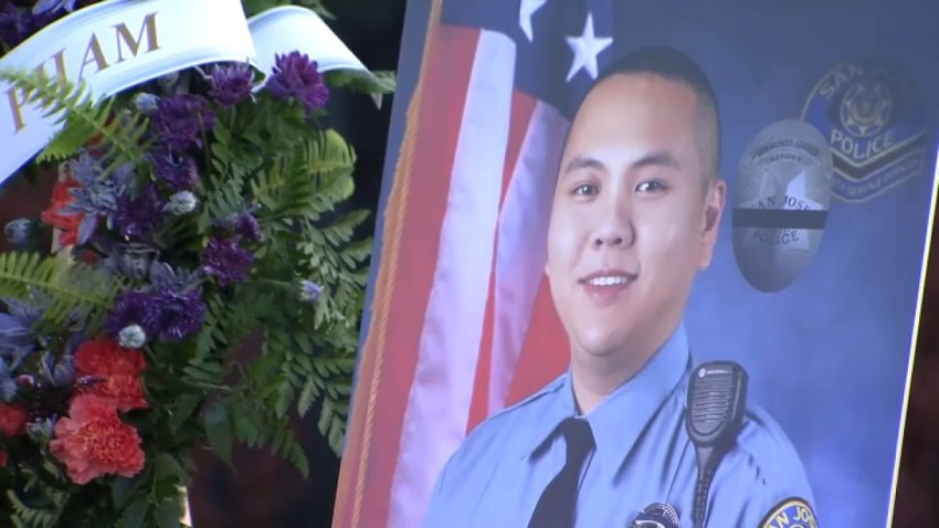 A portrait of Long Pham at his memorial service.