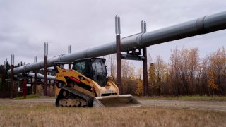 The Trans-Alaska Pipeline along the Dalton Highway in Stevens Village, Alaska, US, on Thursday, Sept. 19, 2024.