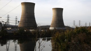 The cooling towers of the Three Mile Island Nuclear power plant is seen on October 30, 2024 in Middletown, Pennsylvania, U.S.