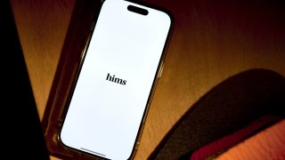 The Hims logo arranged on a smartphone in New York on Feb. 12, 2025.