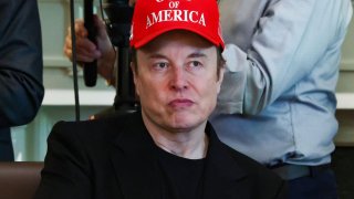 Tesla CEO Elon Musk attends a cabinet meeting held by U.S. President Donald Trump at the White House in Washington, D.C., on April 30, 2025.