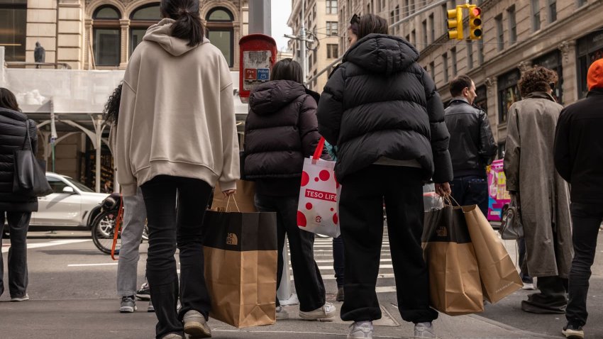 Shoppers carrying bags in the Soho neighborhood of New York, US, on Wednesday, March 26, 2025.