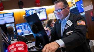 Traders work on the floor of the New York Stock Exchange on June 2, 2025.
